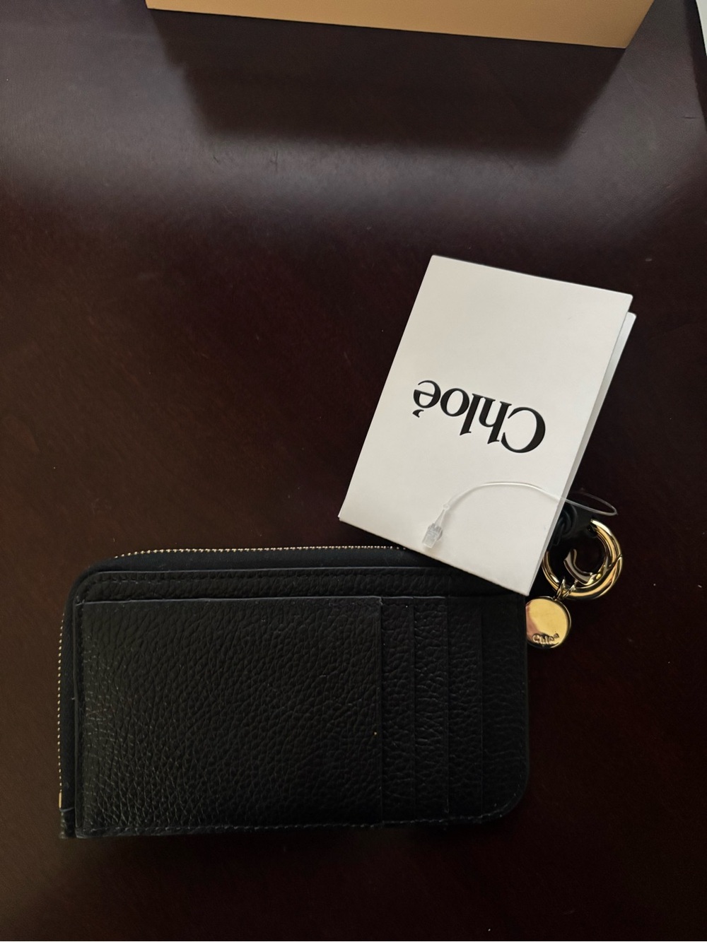 Chloé Black Leather Zip Card & Key Holder with Gold Hardware - Picture 5 of 6